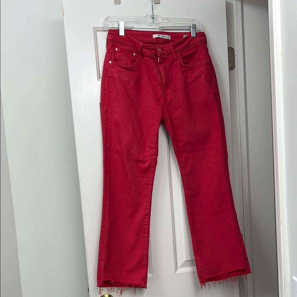 Mavi Jeans mid rise crop flare brick red denim 29